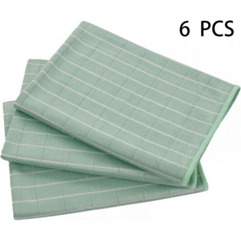 Tissu en microfibre de bambou vert, 6 pièces, 40x40CM, pour fenêtres, miroirs, carreaux, carrosserie, verre de bambou, salle de bain domestique