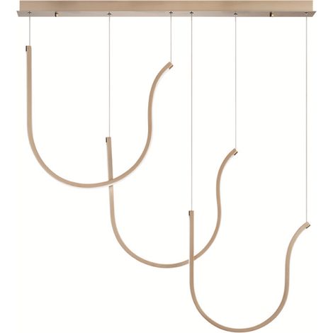 Lampada a sospensione ARQUA 3 Luci con base rettangolare 110 cm in metallo ORO (1/2)