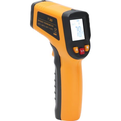 Thermomètre infrarouge numérique sans contact orange et noir avec écran LCD rétroéclairé (1/5)
