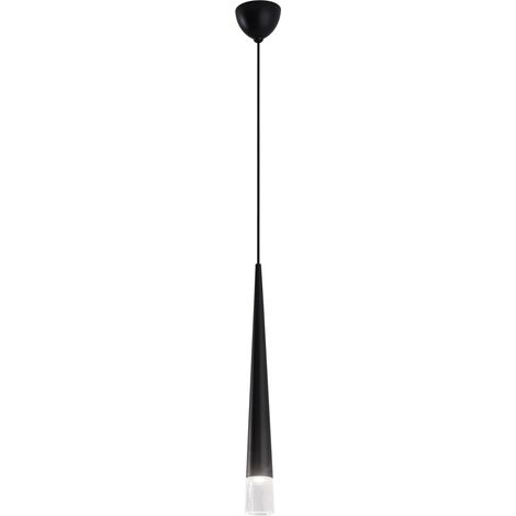 "Sospensione LANCELOT in metallo nero con finale in vetro 120x6 cm." (1/2)