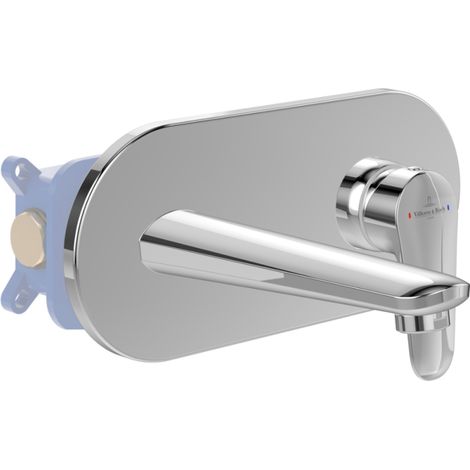 Mitigeur lavabo mural VILLEROY ET BOCH O.novo Start avec vidage Push Open chrome + corps encastré
