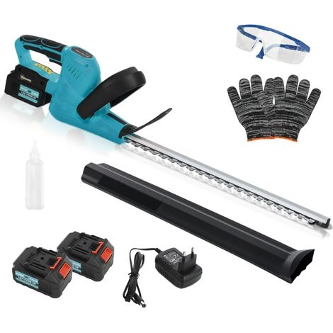 Taille-haie électrique sans fil 51 cm avec moteur sans balai et batterie 2x4 Ah bleu (1/5)