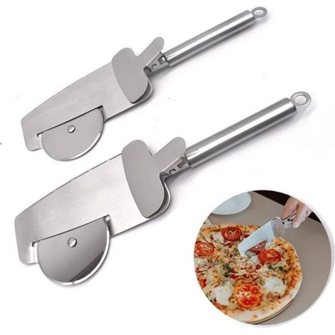 Coupe-pizza de cuisine 2 pièces en acier inoxydable multifonction 4 en 1 pour couper la pizza (1/4)
