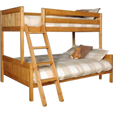 Wooden Triple Bunk Bed in Caramel