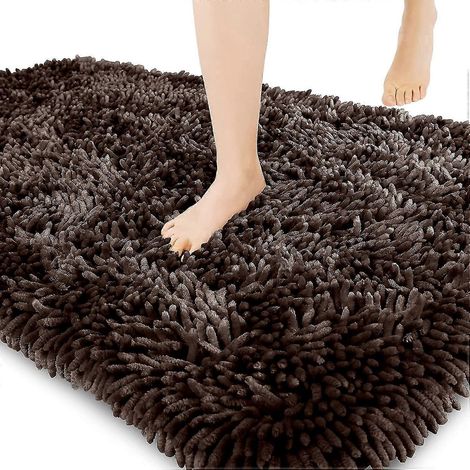 Tapis de bain haut de gamme antidérapant et moelleux, incroyablement doux et confortable, extra épais-40x60cm-Brown