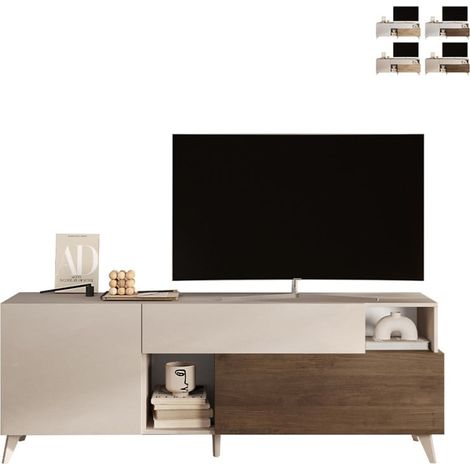 Mobile porta TV bianco legno moderno cassetto 2 ante 181x42x67cm Edwin - Olmo - Bianco