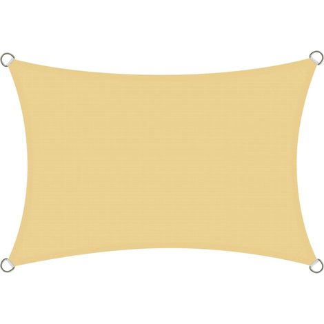 Voile d’ombrage Rectangulaire 3x4 m - Toile Ombrage Extérieur 4x3 m HDPE Respirant (185g/m²) Voile Ombrage avec 98% de Protection UV pour Patio Jardin Pergola, Sable