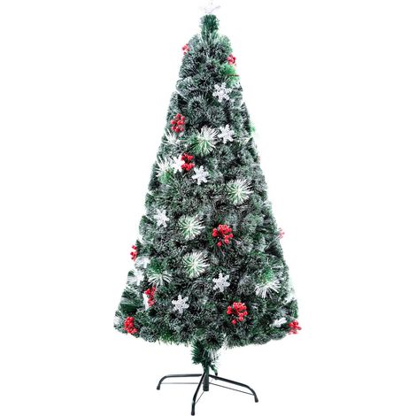 6FT Pre-Lit Green Fibre Optic Artificial Christmas Tree with Metal Stand (1/5)