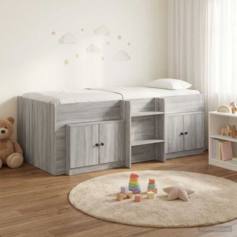 vidaXL Marco de cama loft con armario con puerta 3 uds. Sonoma gris (1/5)