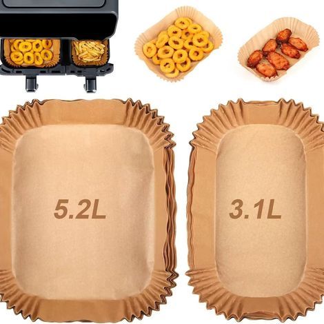 Lot de 100 feuilles de papier cuisson — Compatible avec FN101GY/SG/ST — Papier cuisson adapté aux friteuses à air chaud (50 feuilles pour 5,2 L + 50 feuilles pour 3,1 L) (1/5)