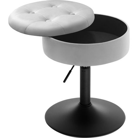 WOLTU Tabouret Bar Bas en Velours + Métal, Réglable en Hauteur, Tabouret Coiffeuse, Tabouret Cuisine, Gris Clair (1/5)