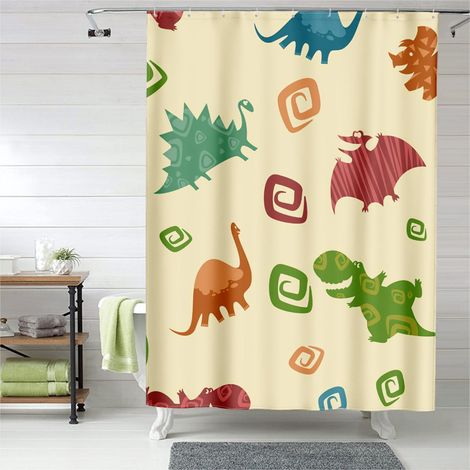 Rideau de douche décor dinosaure moderne, rideau salle de bain, 90x180 cm (1/5)