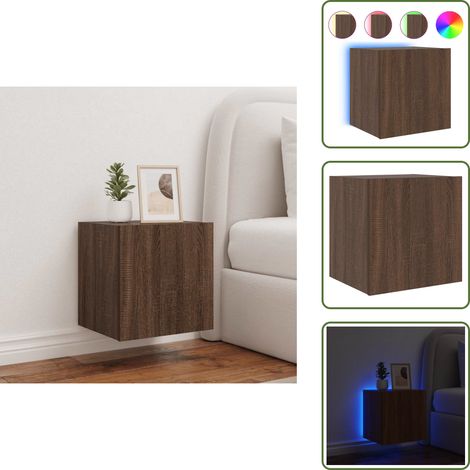 The Living Store TV-Wandschrank mit LED-Leuchten Braun Eichen-Optik 40,5x35x40cm - TV-Schrank - Holzschrank - Regal - Wohnzimmer Deko - Smart Home