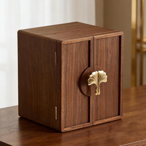 Grande Boîte de Rangement à Bijoux en Bois pour les Femme, Boîte à Bijoux en Bois Massif avec Poignée en Laiton 5 Niveaux de Tiroirs, Boîte à Bijoux Vintage pour les Anneaux Boucles d'Oreilles (1/5)