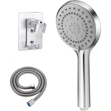 Pommeau de douche et flexible haute pression, 5 modes de pulvérisation, flexible de 1,5 m et base autocollante. (1/5)