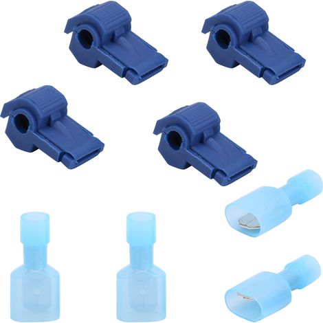 Set mit 120 TTap-Schnellcrimpverbindern, Sortiment an Klemmen und Drahtanschlüssen (Blau)