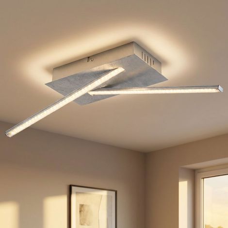 Deckenleuchte Kristalle Wohnzimmerleuchte silber metallic Deckenlampe Modern, LED 12W 840Lm warmweiß, L 48 cm