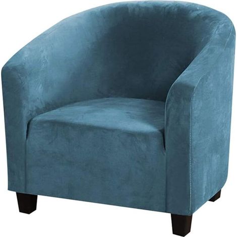 Housse De Chaise Club,Housses De Chaise De Baignoire en Velours Extensible Housses De Canapé Souples pour Fauteuil Protecteur De Meubles (Paon Bleu, velours)-Fei Yu (1/4)