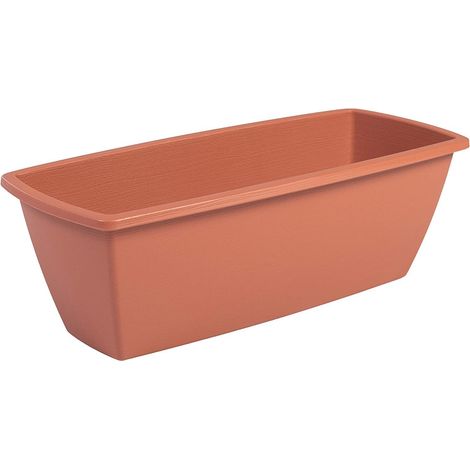 Iris Ohyama, Pot pour plantes Jardinière rectangulaire avec système de drainage/réservation de l'eau   pour le jardinage - Rectangle Plant Pot 550, Marron