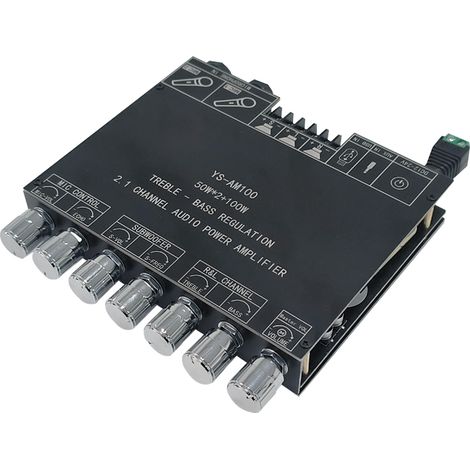 Cartes Amplificateurs Audio 2.1 Ch BT 5.1 AUX USB App YS-AM100 Metal/Plastique 134x135x25mm (1/4)