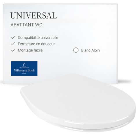 Villeroy & Boch Sedile WC Universale. Chiusura ammortizzata. Rimovibile. In termoindurente, infrangibile. Forma ovale - Bianco (1/5)
