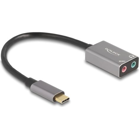 Delock Tarjeta de sonido USB Type-Câ¢ externa con 2 x conectores estÃ©reo de 3,5 mm de audio Plug & Play El adaptador de audio