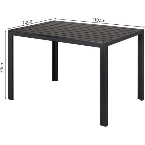 Gartentisch Quadratischer Balkontisch Bistrotisch Terrassentisch Esstisch Aluminium, WPC, wetterbeständig(110 x 70 cm, schwarz) (1/5)