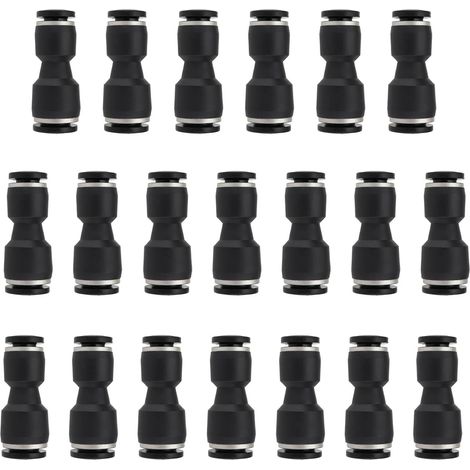 Lot de 20 Réducteurs Droits Noirs 6 mm à 8 Raccords Pneumatiques Dégagement Rapide pour Outils Et Fabrication - (1/5)