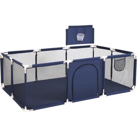 Aire de jeux bébé XL Barrière de Sécurité Portail 124x188x66cm Parc Lit pour enfant à l'intérieur et extérieur - Bleu
