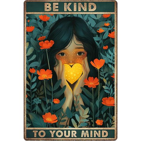 Be Kind to Your Mind Poster Vintage, Art Mural bohème Hippie, Affiche Vintage, Cadeaux d'encouragement pour Femmes, Bureau à Domicile, Chambre à Coucher, Salon, décoration Murale, Style 2 (1/5)