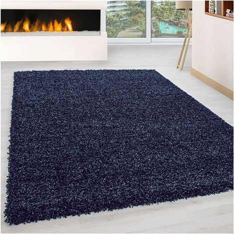 Tapis uni shaggy rectangle Aimee Bleu marine 60x110 (1/5)
