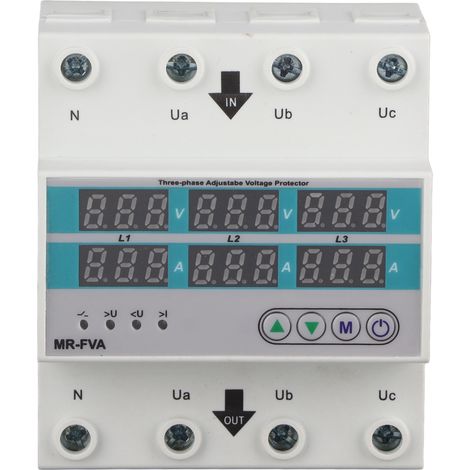 Dispositif de protection triphasé réglable 220 V à réarmement automatique contre les surtensions et les sous-tensions, 100 A, pour usage domestique. (1/5)