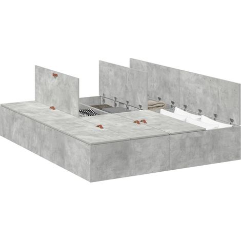 Maison Exclusive - Aufbewahrungsbettgestell Beton Grau 150 x 200