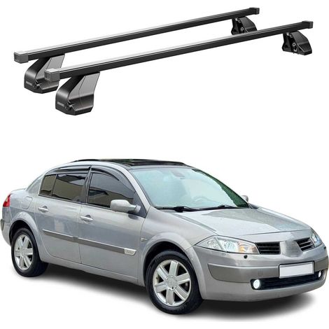 OMAC Dachträger Querträger Stahl für Renault Megane II 2003-2008 – Abschließbar – City-Crash-getestet – DIN 75302:2019 – ISO/PAS 11154:2006 – Max. 75 kg Schwarz (1/5)