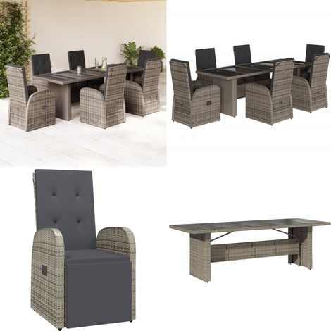Ensemble à manger de jardin et coussins 7 pcs gris rotin - Salon De Jardin - Meuble De Jardin - Set De Salon De Jardin - Table De Jardin - Chaises De Jardin - Home & Living (1/5)