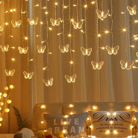 Weihnachtsbeleuchtung Lichterkette geeignet für Innen Raum Party und Außendekoration 8-Funktionen-USB-Version Fernbedienung ohne Stecker warmes