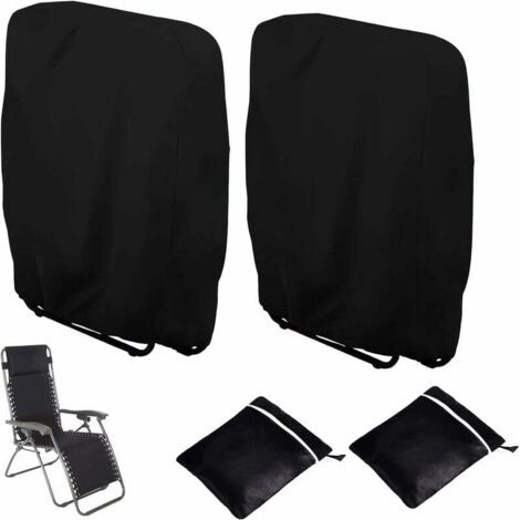 royaluxe-2pcs Housse de Protection pour Chaise Longue Pliante, Coupe-Vent Anti-UV Imperméable Housses pour Chaises de Jardin Pliantes, Housse de Chaise Longue de Jardin, avec Sac de Transport (Noir)