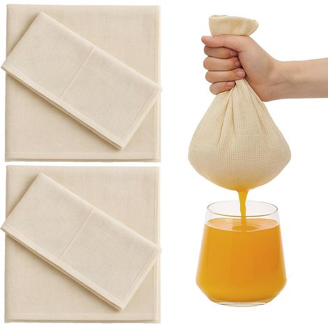 Étamine Alimentaire 4 Pièces 50 × 50 cm – Gaze Alimentaire 100% Coton Non Blanchi, Tissu Filtrant Lavable (1/5)