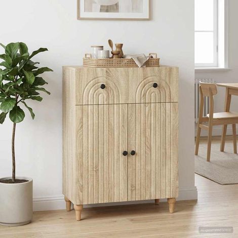 Buffet de cuisine 1 tiroir 2 portes, bois d’ingénierie, chêne sonoma, 66 x 34,5 x 90 cm - PANGIVO (1/5)
