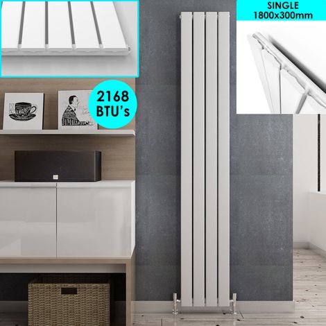 ELEGANT White Vertical Column Radiator Single Flat Panel Designer Bathroom Radiator 1800 x 300 mm (1/5)