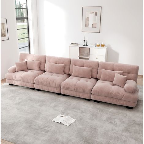 Sofá modular chenilla rosa confort envolvente OKMYHOME (1/5)