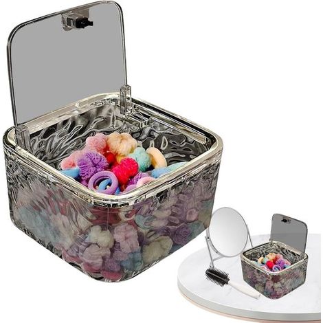 Scatola porta fasce per capelli,Organizer per fermagli con coperchio trasparente,porta fiocchi per capelli,cassetto per ragazze (1/5)