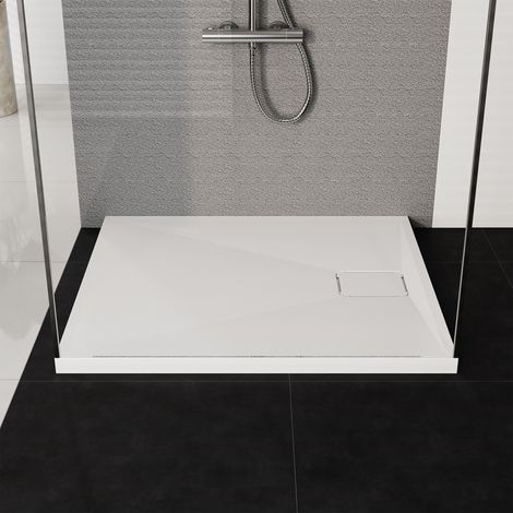 HOROW Acryl Duschwanne Weiß Rechteckig Duschtasse Set inkl. Ablassschraube - 3 Größen - 90x80cm oder 100x80cm oder 120x80cm