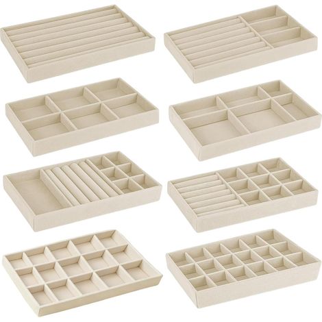 8 PièCes Rangement Bijoux Tiroir Organiseur - Organisateur Bijoux - Rangement Collier - Plateau Bijoux, AdaptéEs Pour Ranger Et Exposer Des Bijoux, Boucles D'Oreilles, Bracelets, Bagues (1/5)