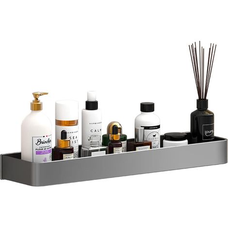 Etagere Douche,Rangement Douche Sans Percage,Panier Salle de Bain en Aluminium,Rangement Douche Gris,Porte Shampoing Douche,Etagere Sans Percer 30cm (1/4)