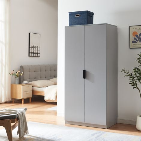 Kleiderschrank Eiselfing 176x80x52 cm 4 Fächer Grau [en.casa]