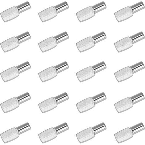 20Pcs Étagère Broches 5mm x 19mm Goujon de cloison épaissi Support d'Étagère Cheville Taquet Etagere pour Étagères de Divertissement Argent (1/5)