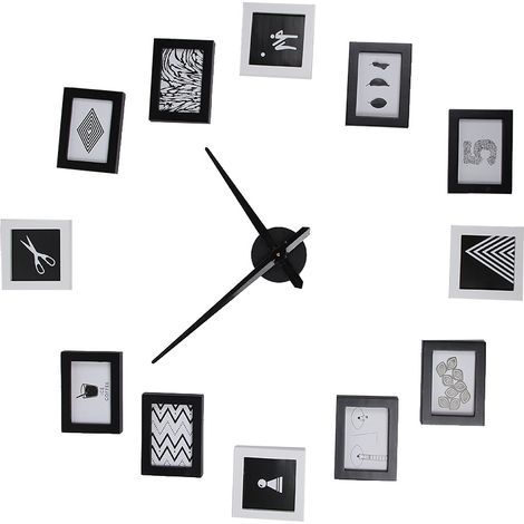 Horloge murale originale à faire soi-même avec cadre photo pour 12 photos, idéale pour la décoration intérieure. (1/5)