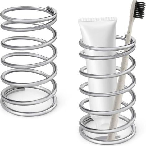 Lntyq 2er-Pack Zahnbürstenhalter aus Federstahl für Badezimmer, Make-up, Zahnbürste (1/5)