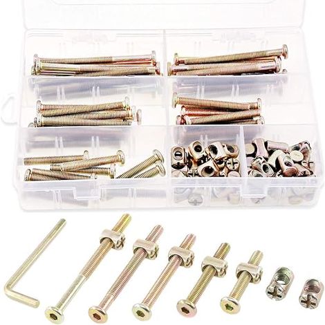 Bed Hardware Screws Galvanised M6×40/50/60/70/80mm Hex Cap Inner Cot Screw and Barrel Nut with Inner Hex Key (1/5)
